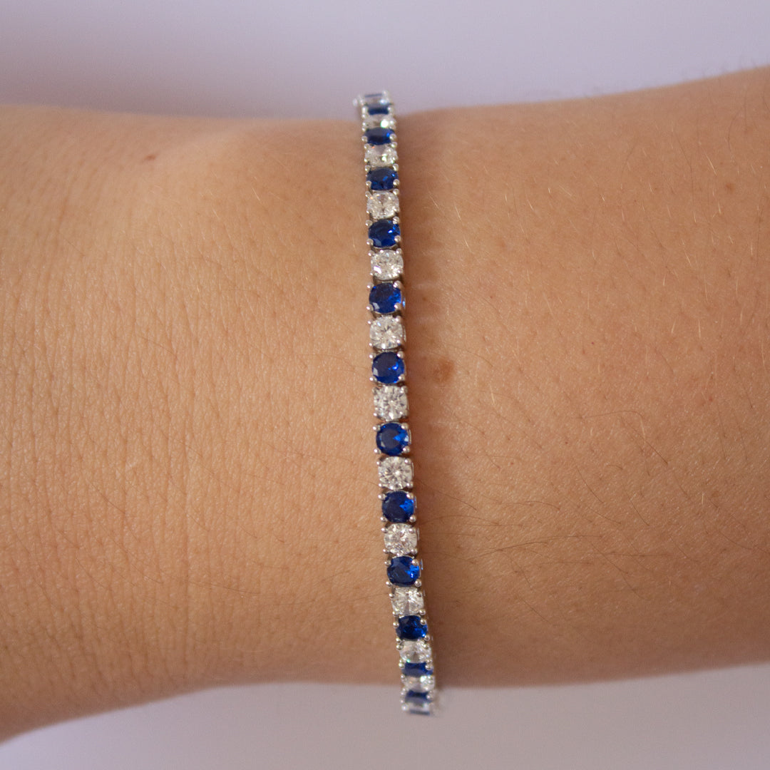 Pulsera tenis de zafiro con zirconia